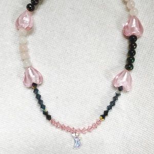 Handmade necklace glass with Swarovski pendant